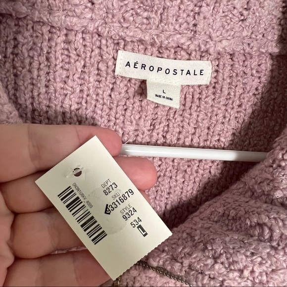Aeropostale Fuzzy 1/4-Zip Sweater Purple - Picture 14 of 15